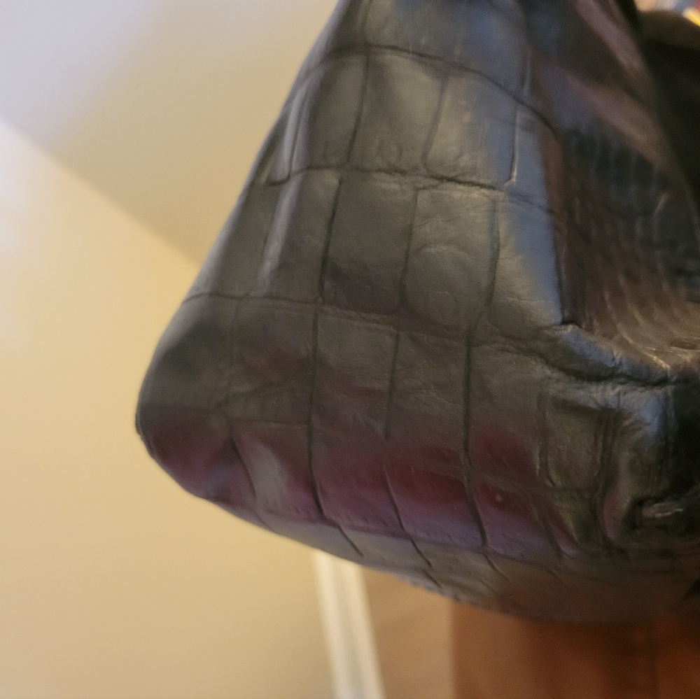 KATE SPADE CROC EMBOSSED, SUEDE & LEATHER 12IN 12IN HOBO BAG - Picture 6 of 12